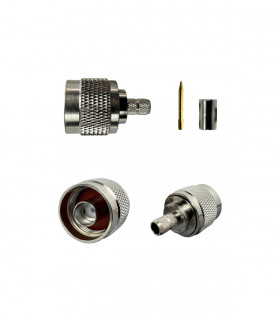 Connector N male crimp-on to RG8X, RF240, 7808A