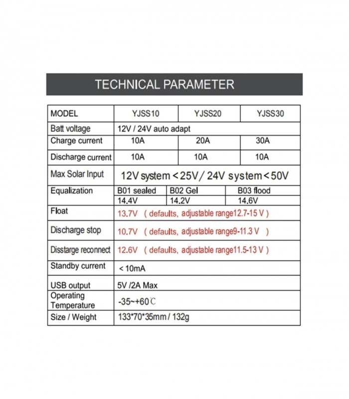 Solar charger controller 30A