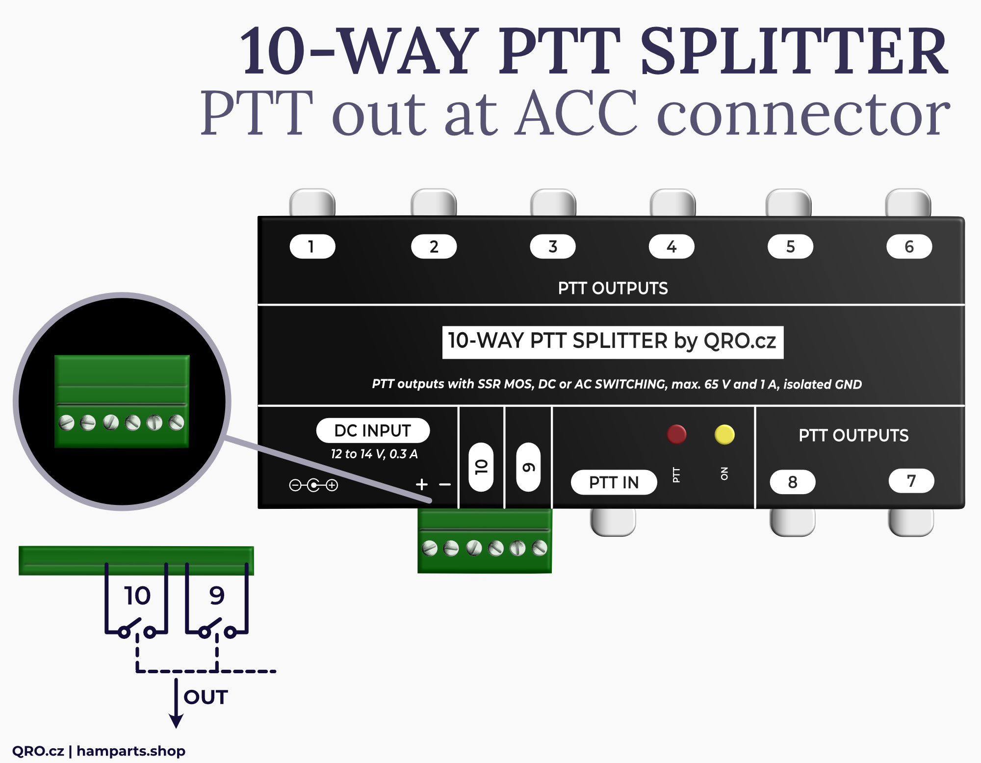 10-way ptt splitter connection by qro.cz hamparts.shop