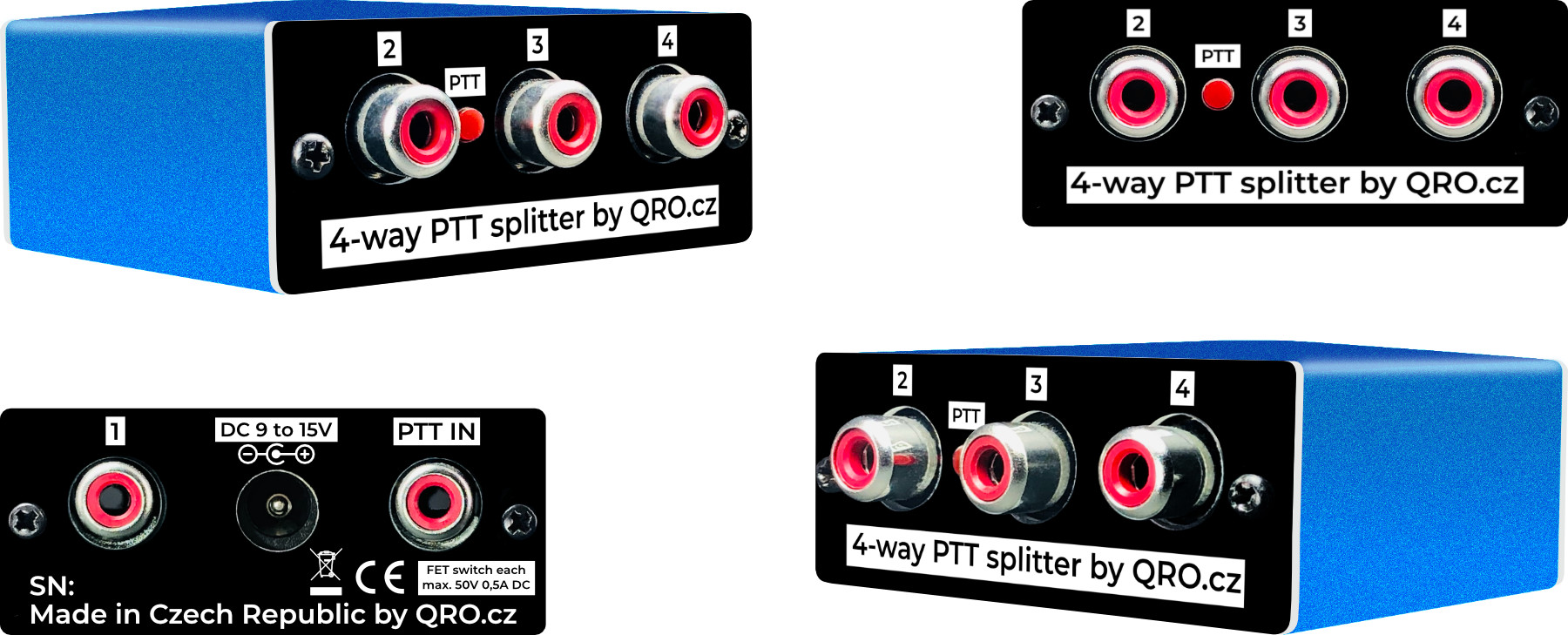 4-way ptt splitter assembled in enclosure by qro.cz hamparts.shop