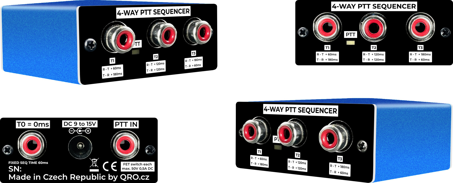 4-way ptt sequencer assembled in enclosure by qro.cz hamparts.shop