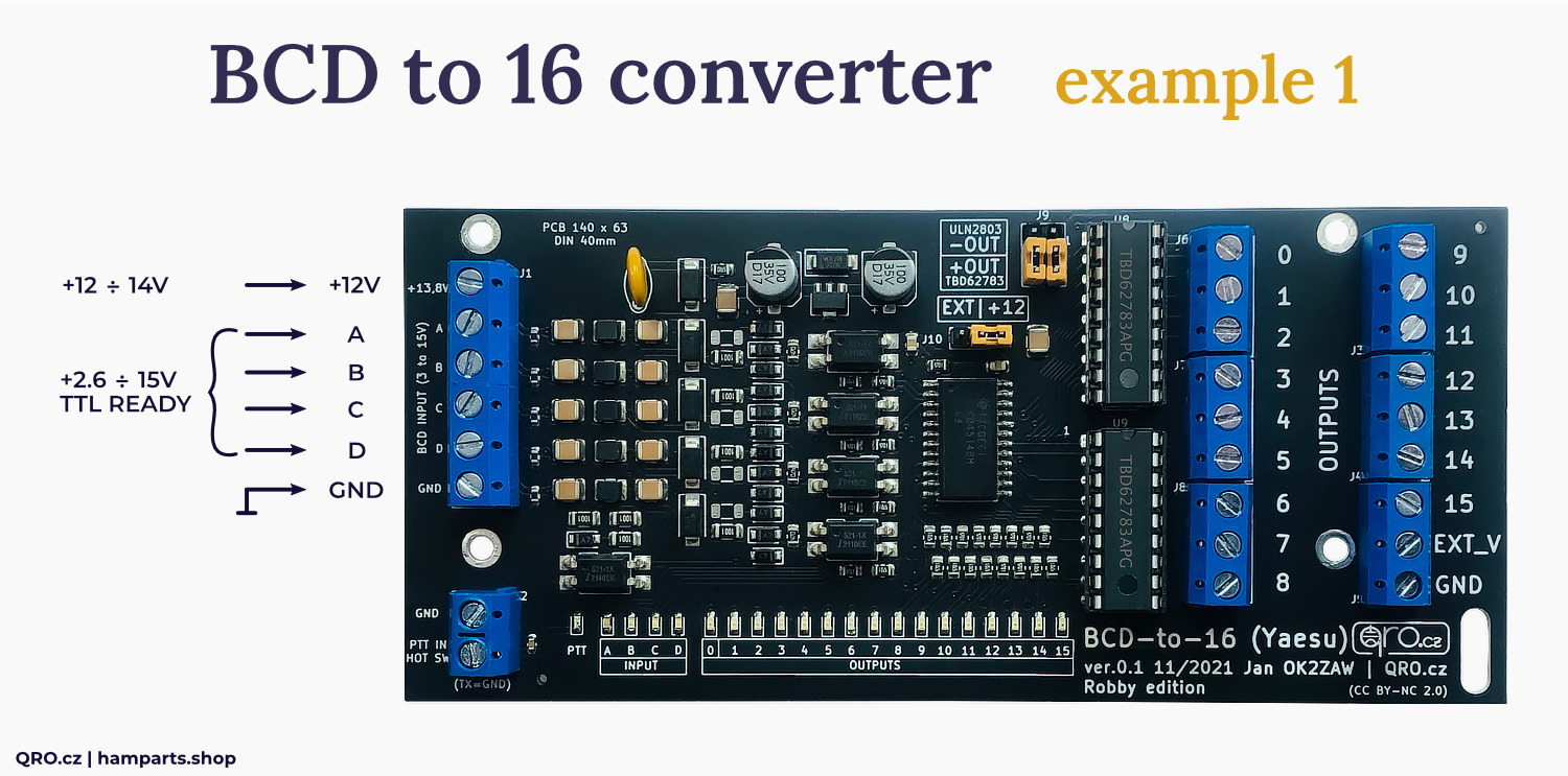BCD to DEC 16 version converter connection example by qro.cz hamparts.shop