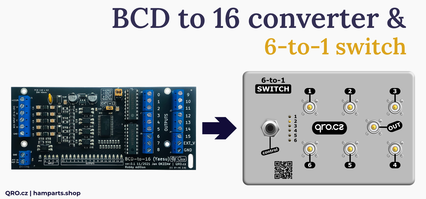 BCD to 16 converter with 6 to 1 antenna switch by qro.cz hamparts.shop