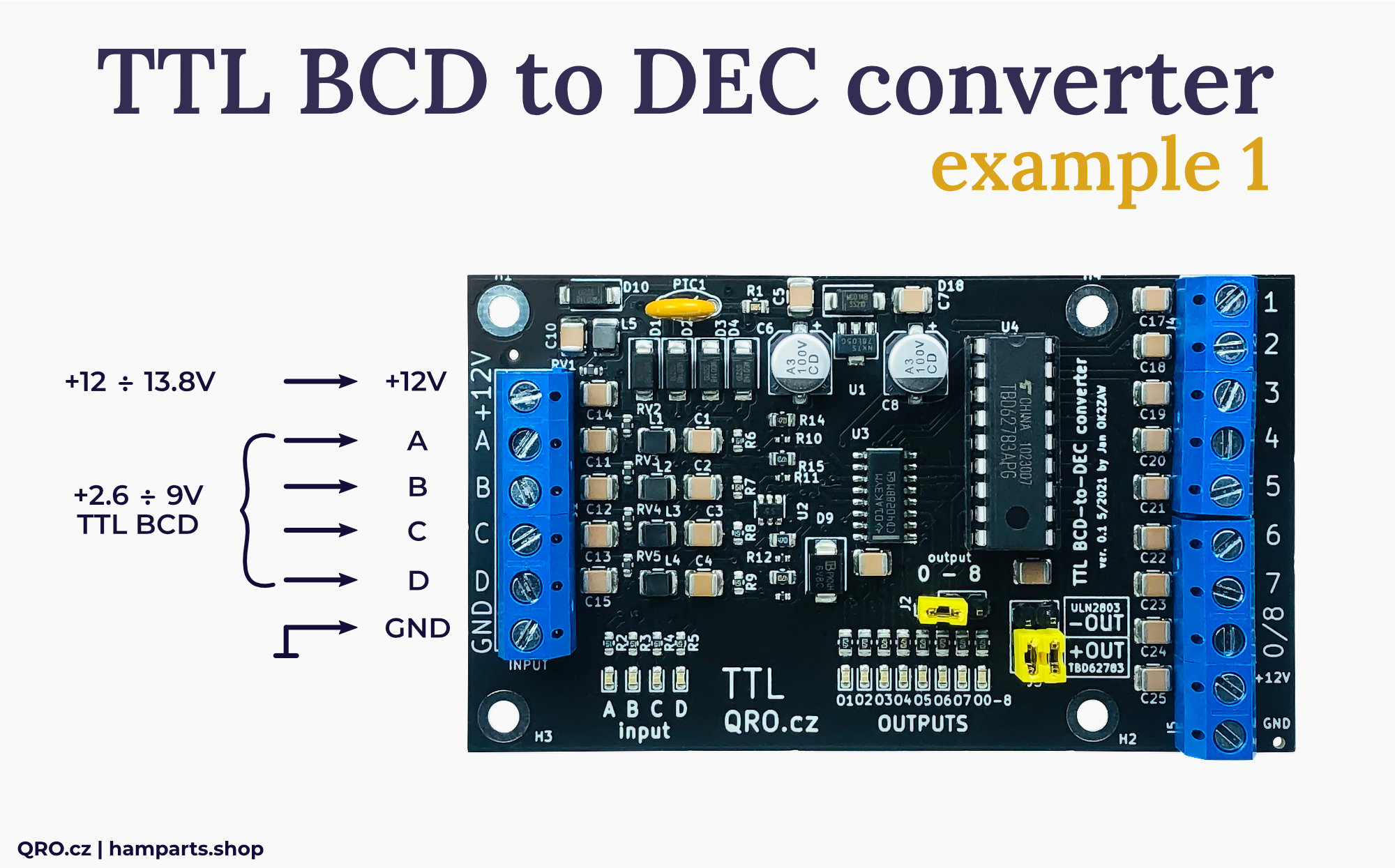 BCD to DEC TTL version converter connection example by qro.cz hamparts.shop