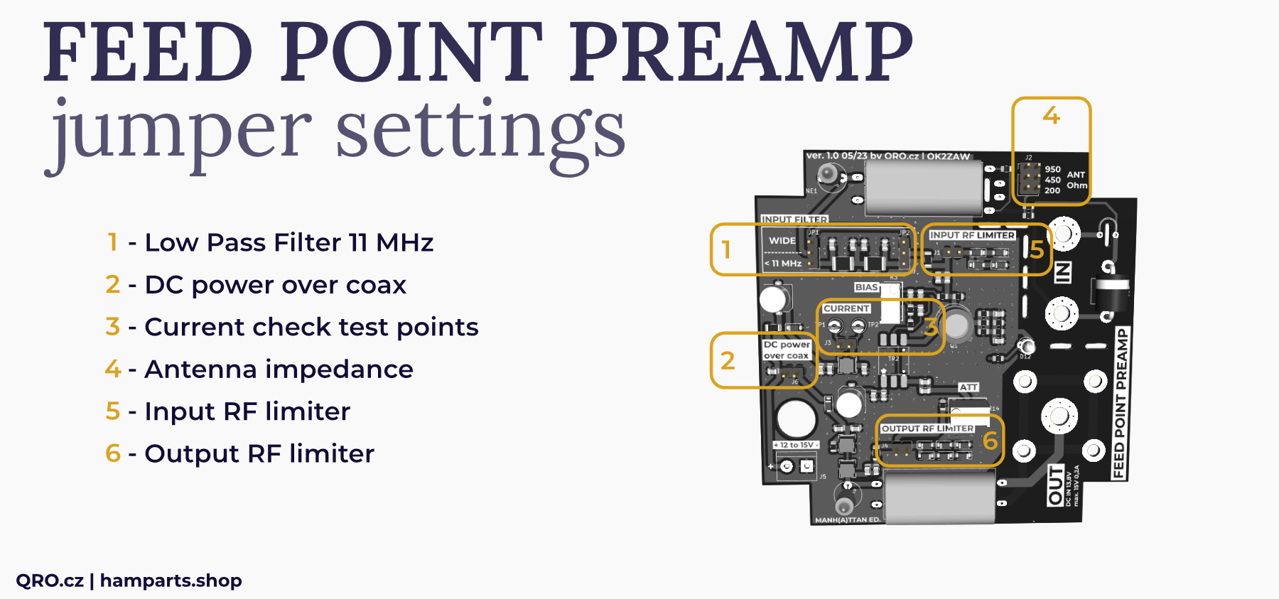 feed point preamp jumper settings by qro.cz hamparts.shop