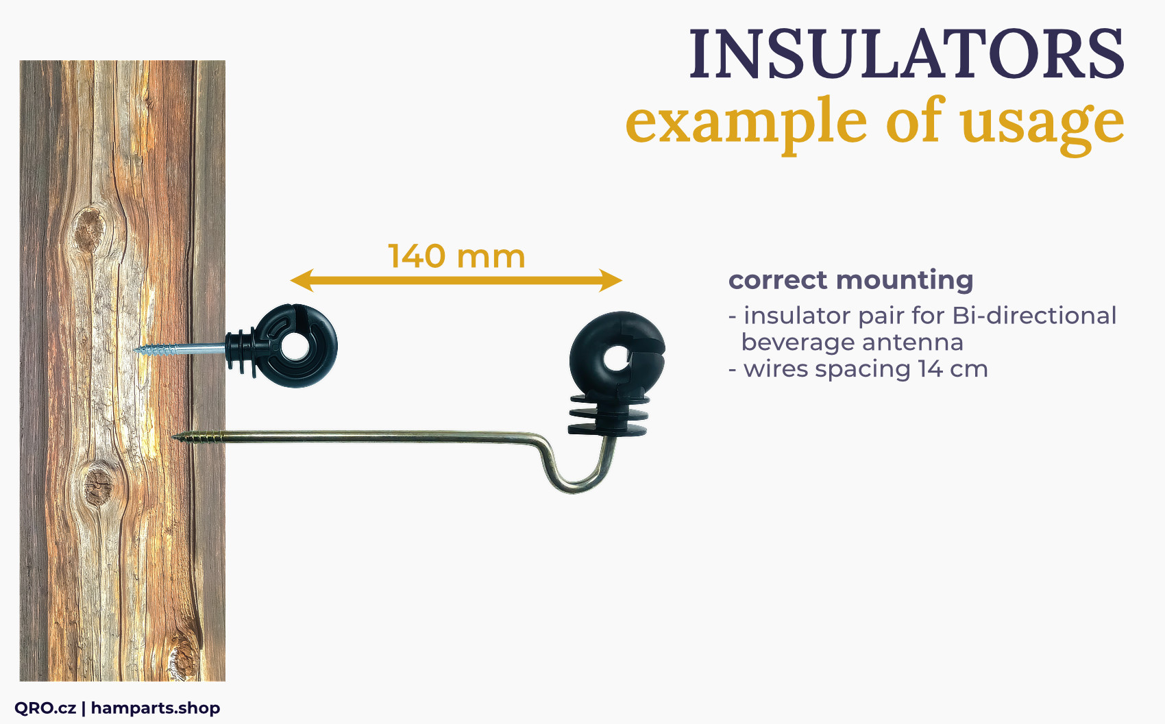 example of usage of the insulator for wire antenna by qro.cz hampart.shop